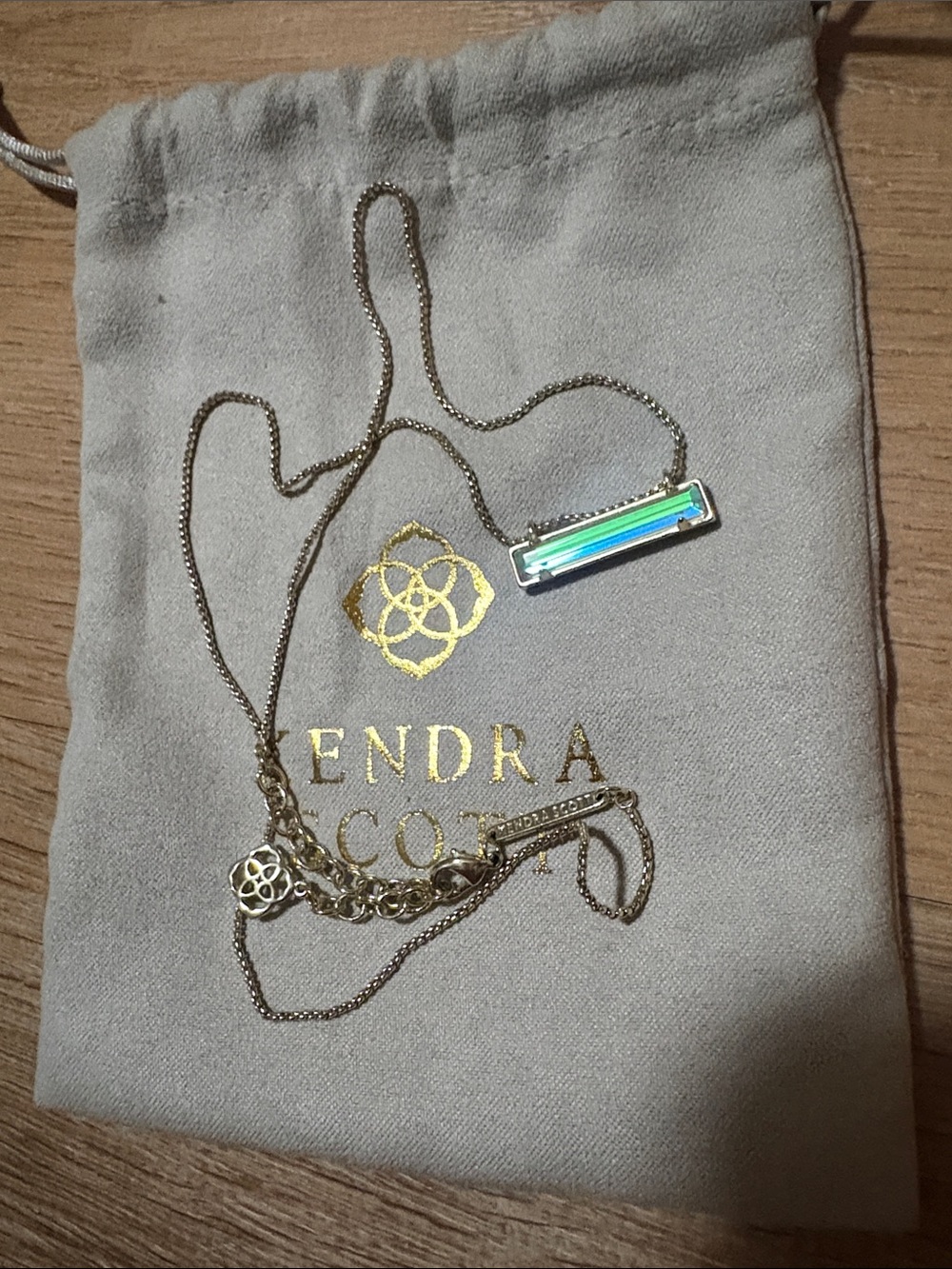 Kendra Scott Silver Gold Mackenzie Necklace with Iridescent Bar